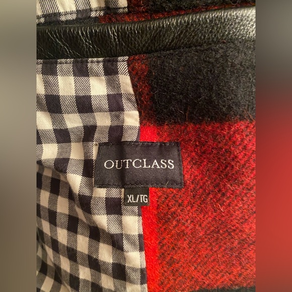 SOLD Outclass Plaid Wool and Leather Coat - Picture 3 of 11